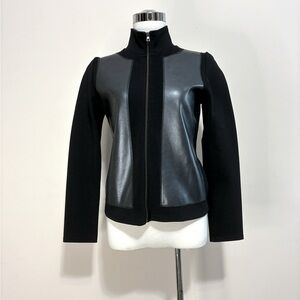 Langevin Paris Women’s Two Piece pant Suit With Faux Leather